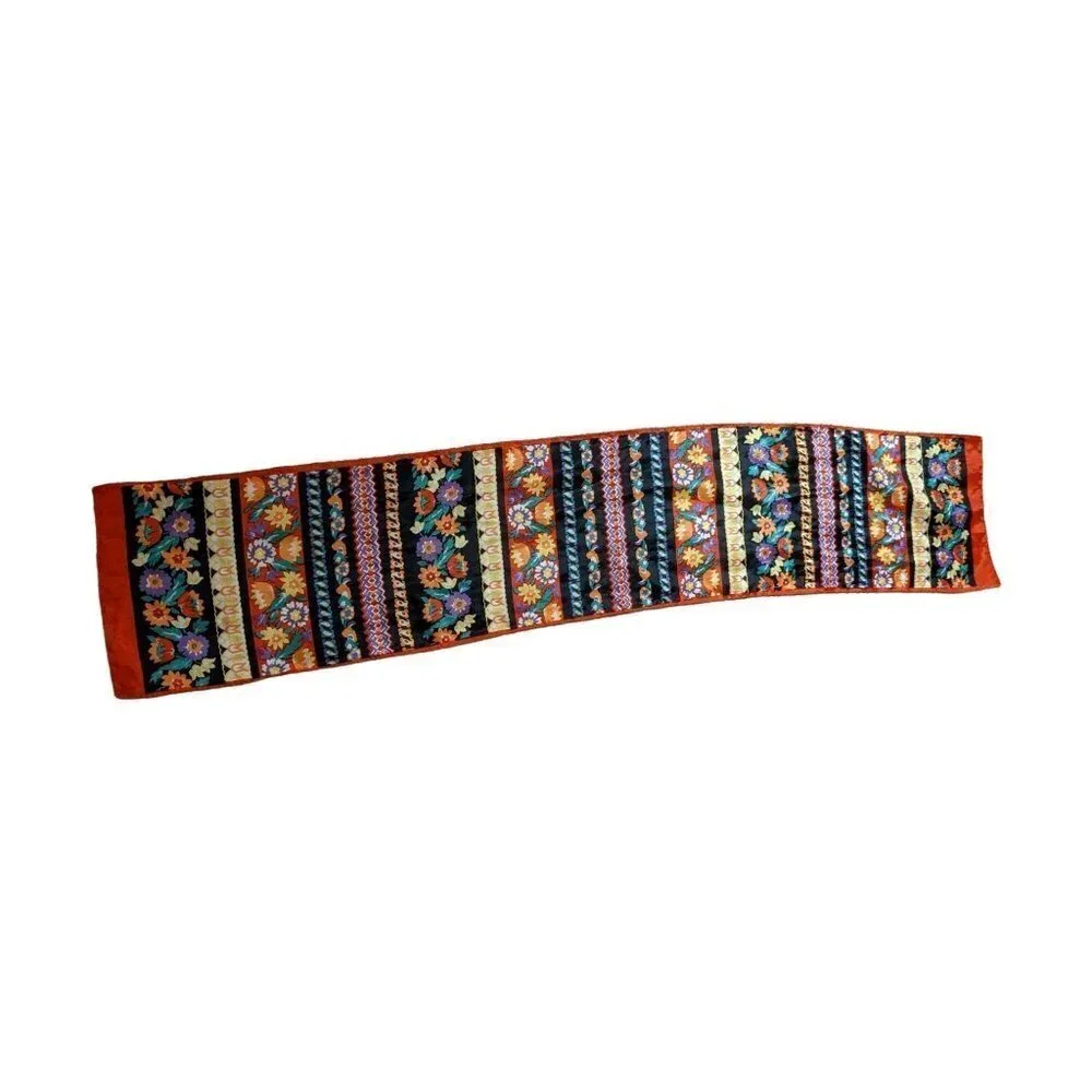 Vintage Style‎ Floral Striped Oblong Scarf Red Black Bohemian Paisley Accessory
